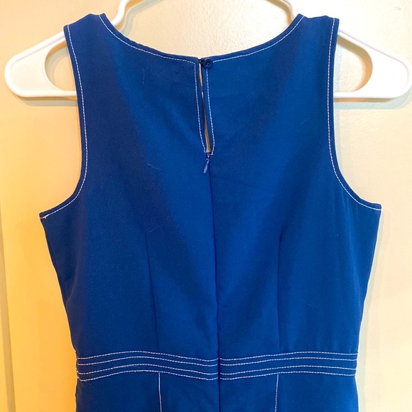 vintage navy cropped wide leg jumpsuit. - Picture 3 of 3